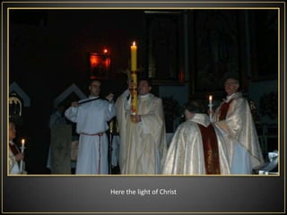 Easter Vigil and Easter SundayIt is the time to celebrate the Resurrection of Christ. Formerly,  the Easter Sunday  wasbegining from the morning Mass,so-called Resurrection Mass), it was preceded by a ceremonial ringing of the bells, proclaiming that Christ is risen. In connection with the renewal of the liturgy and the restoration of ancient Triduum ceremonies, this celebration is losing popularity in favor of the night Easter Vigil Liturgy .