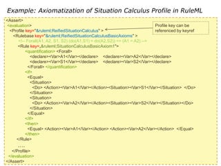 <Assert> <evaluation> <Profile key="&ruleml;ReifiedSituationCalculus" > 
<Rulebasekey="&ruleml;ReifiedSituationCalculusBas...