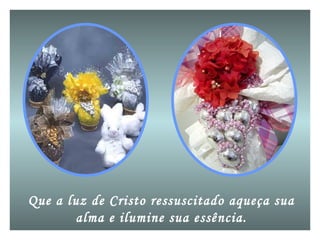 Que a luz de Cristo ressuscitado aqueça sua alma e ilumine sua essência. 