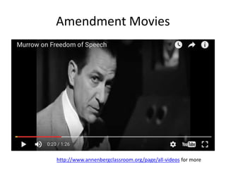 Amendment Movies
http://www.annenbergclassroom.org/page/all-videos for more
 