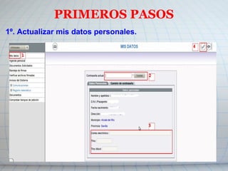 PRIMEROS PASOS
1º. Actualizar mis datos personales.
 