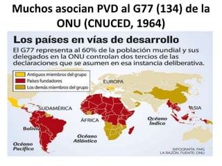 Muchos asocian PVD al G77 (134) de la
ONU (CNUCED, 1964)
 