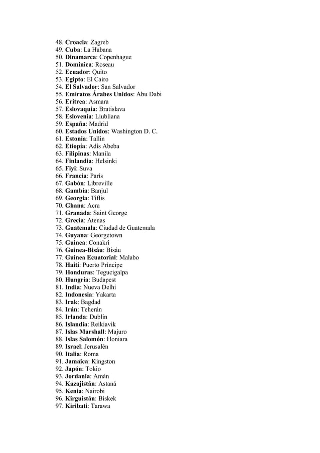 Países y capitales PDF Países y capitales PDF
