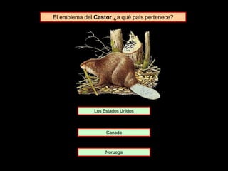 El emblema del Castor ¿a qué país pertenece?
Los Estados Unidos
Canada
Noruega
 
