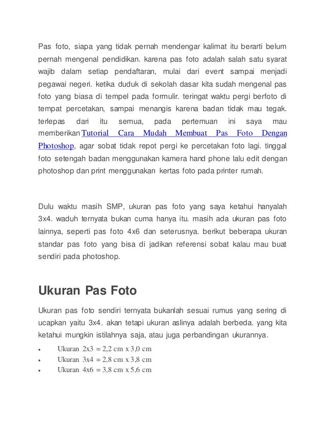 Cara membuat pas foto dengan photoshop Cara membuat pas foto dengan photoshop