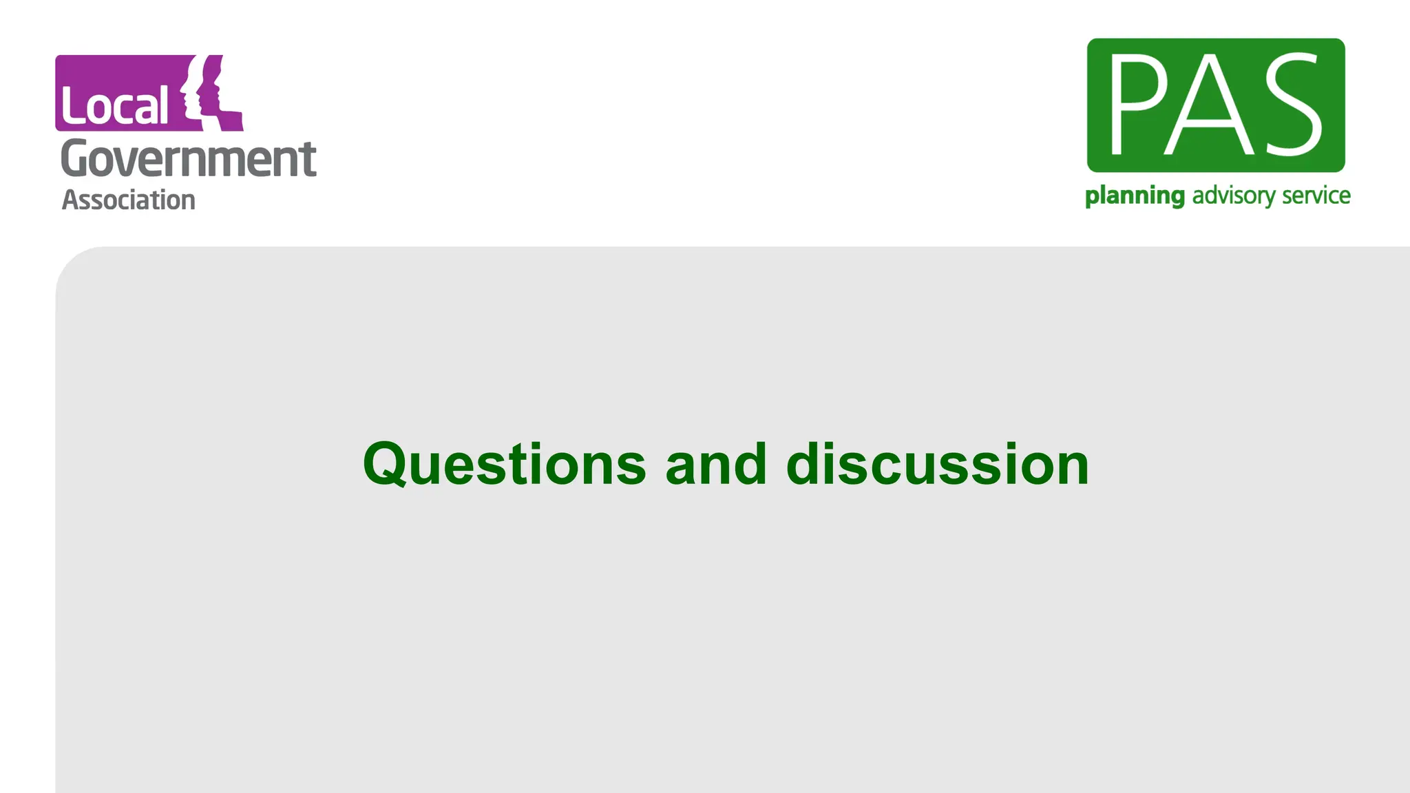 Questions and discussion
 