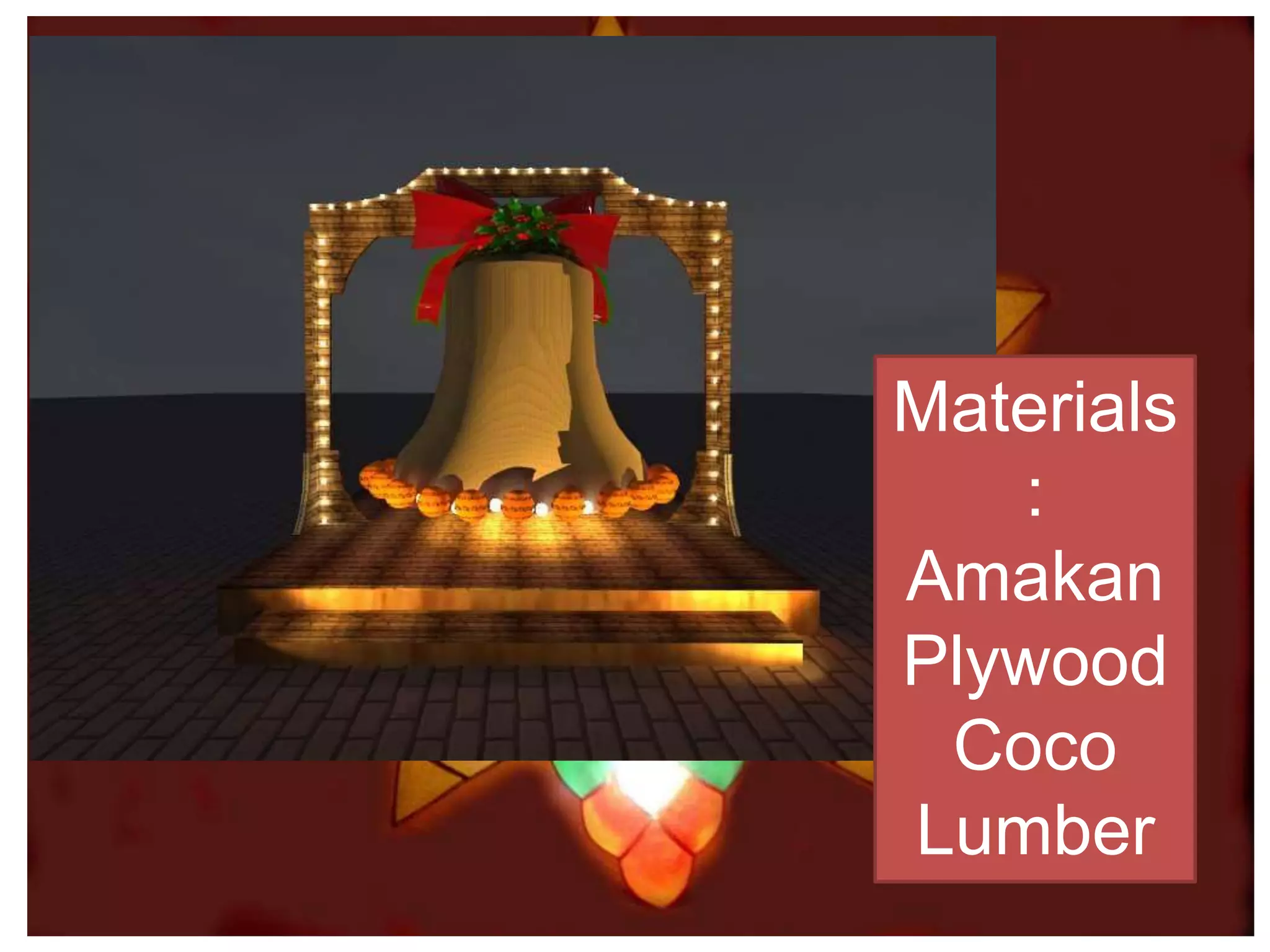 Materials
:
Amakan
Plywood
Coco
Lumber
 
