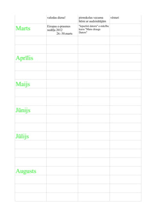 Pasākumu plāns 2012. gadam