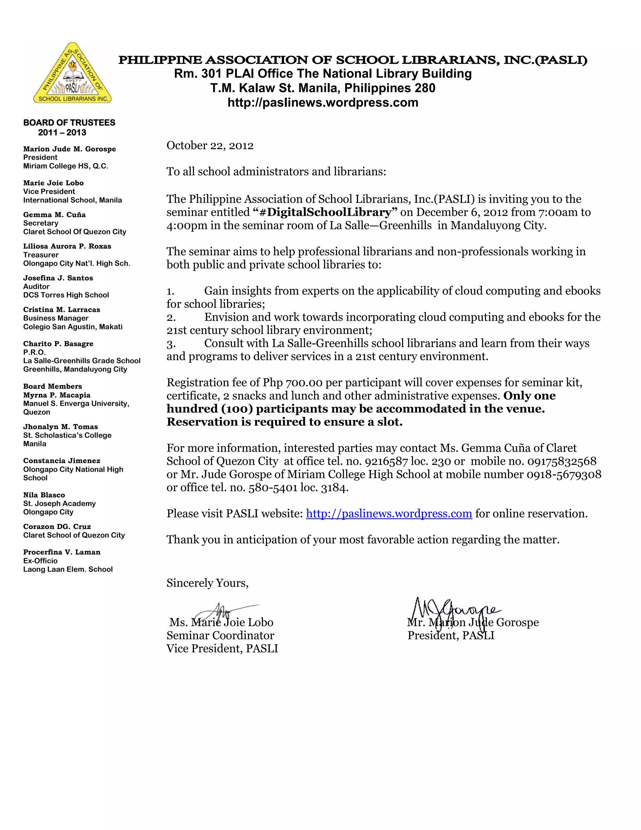 Pasli invitation-and-program | PDF
