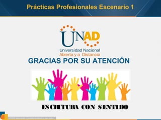 GRACIAS POR SU ATENCIÓN
Prácticas Profesionales Escenario 1
ESCRITURA CON SENTIDO
 