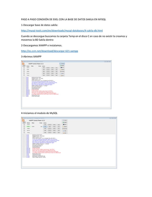 Paso a paso conexión de excel mysql(sakila) | PDF