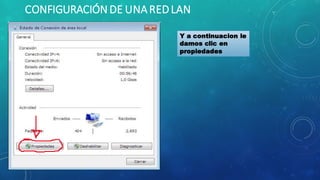 CONFIGURACIÓN DE UNAREDLAN
Y a continuacion le
damos clic en
propiedades
 