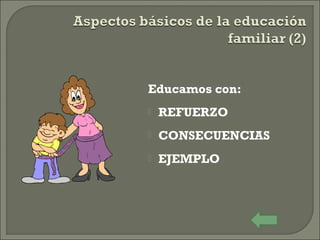 Educamos con:
 REFUERZO
 CONSECUENCIAS
 EJEMPLO
 