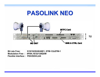 PASOLINK NEO




Bit rate Free:       5/10/16/20/40/48E1, STM-1/2xSTM-1
Modulation Free : 4PSK,16/32/128QAM
Flexible Interface : PDH/SDH/LAN
 