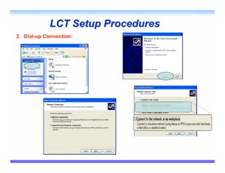 LCT Setup Procedures
2. Dial-up Connection:
 