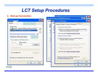 LCT Setup Procedures
2. Dial-up Connection:
 