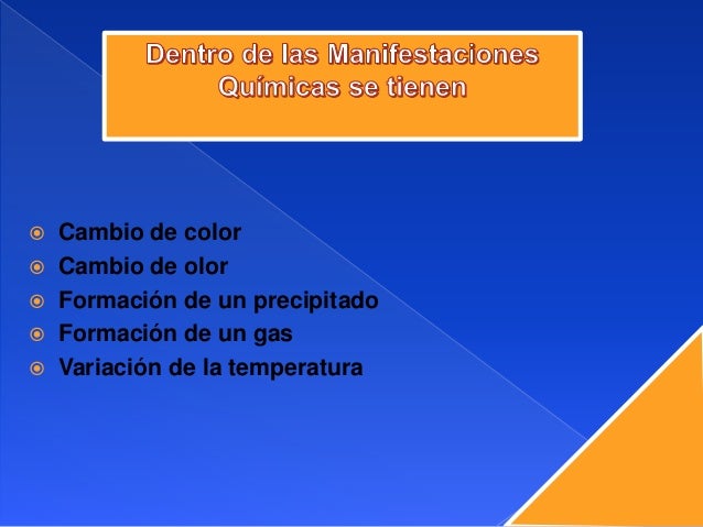 Manifestacion de una Reaccion Quimica