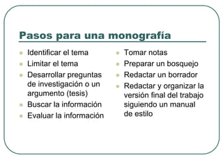 Pasos Para Una Buena MonografíA