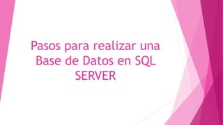 Pasos para realizar una
Base de Datos en SQL
SERVER
 