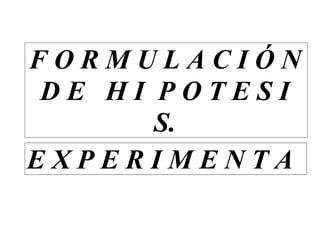 FORMULACIÓN
 DE HI POTESI
       S.
EXPERIMENTA
 
