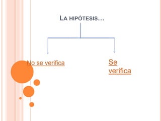 LA HIPÓTESIS…
No se verifica Se
verifica
 