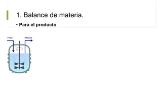 • Para el producto
1. Balance de materia.
 