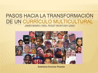 PASOS HACIA LA TRANSFORMACIÓN
DE UN CURRÍCULO MULTICULTURAL
      JAMES BANKS (1993), PEGGY MCINTOSH (2000)




                Estefanía Encinas Posada
 