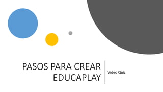 PASOS PARA CREAR
EDUCAPLAY
Video Quiz
 