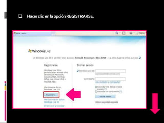 Pasos para crear una cuenta de correo electronico en hotmail | PPTX