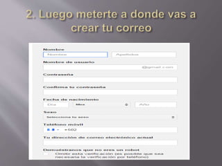 Pasos para crear un correo electrónico