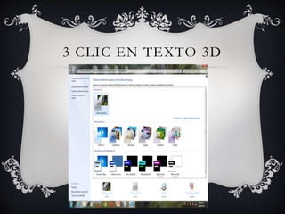 3 CLIC EN TEXTO 3D
 