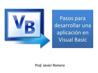 Pasos para
desarrollar una
aplicación en
Visual Basic
Prof. Javier Romero
 