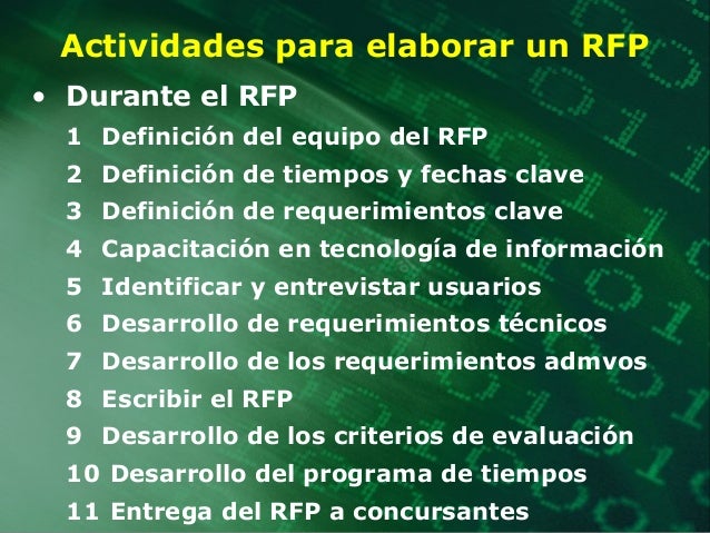 Pasos para elaborar RFP Pasos para elaborar RFP