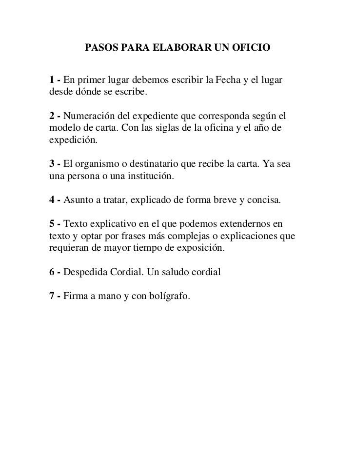 Pasos para elaborar un oficio