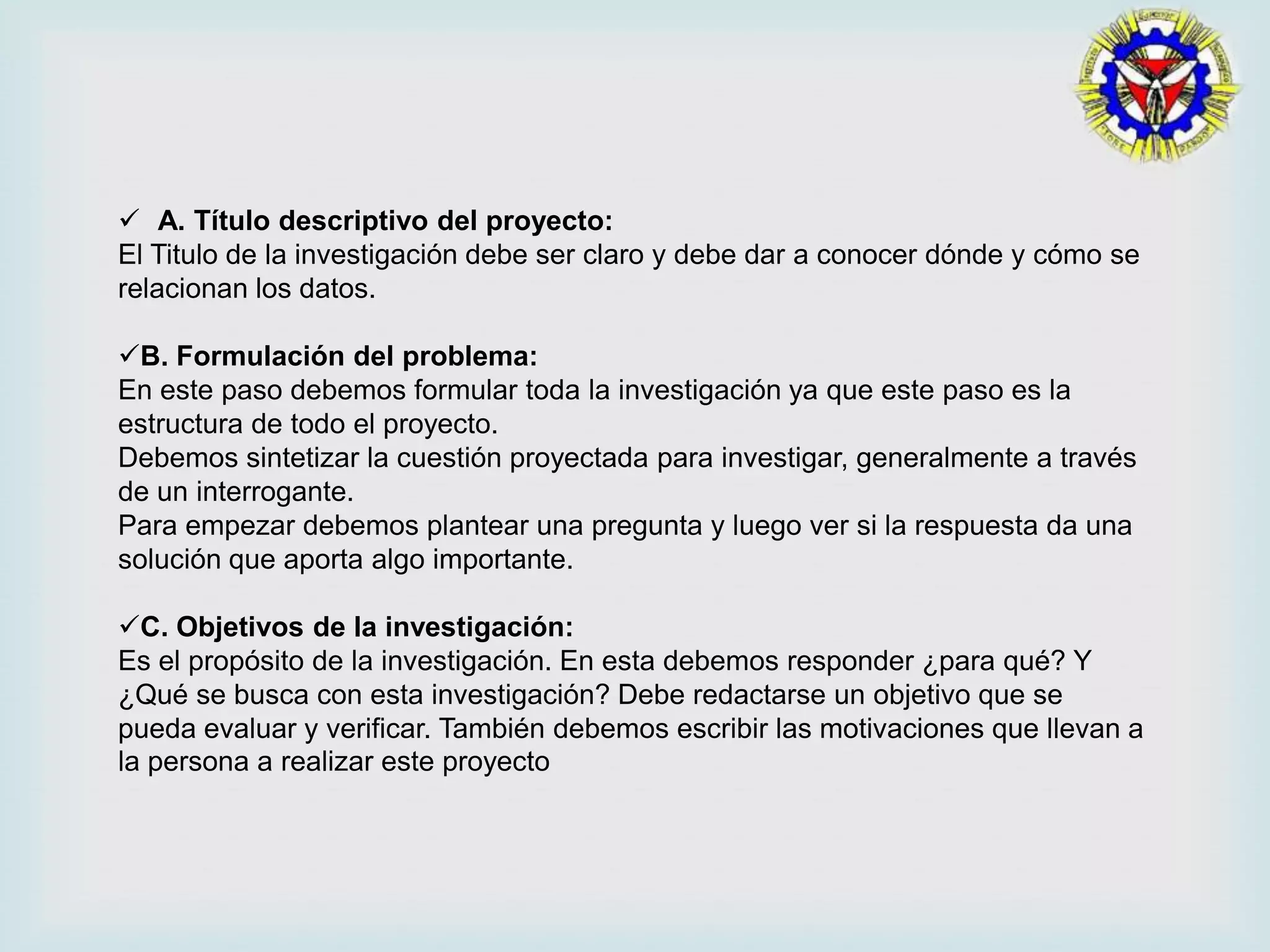 Pasos para elaborar un proyecto de investigacion | PPTX