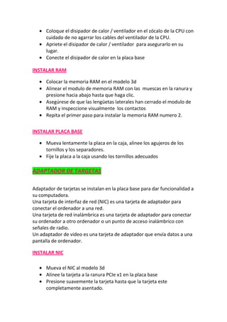 Pasos para ensamblar un computador