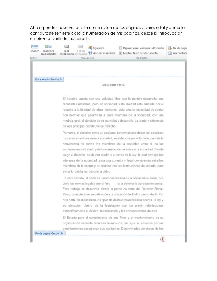 Numeracion De Paginas Word 2010