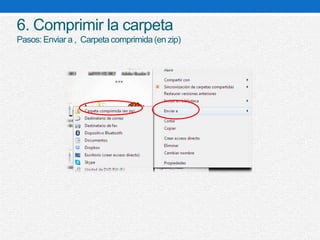 6. Comprimir la carpeta
Pasos:Enviar a , Carpetacomprimida(en zip)
 