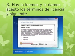 3. Hay la leemos y le damos
acepto los términos de licencia
y siguiente
 