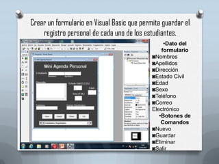 Pasos para la creación de base de dato en Visual Basic 6.0 | PPTX