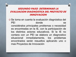 PASOS PARA LA ELABORACION DE UN PROYECTO DE INNOVACION | PPTX