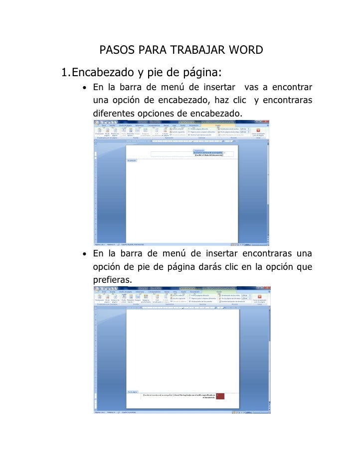 Pasos para trabajar word