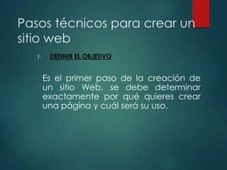 Pasos tecnicos para crear un sitio web | PPT
