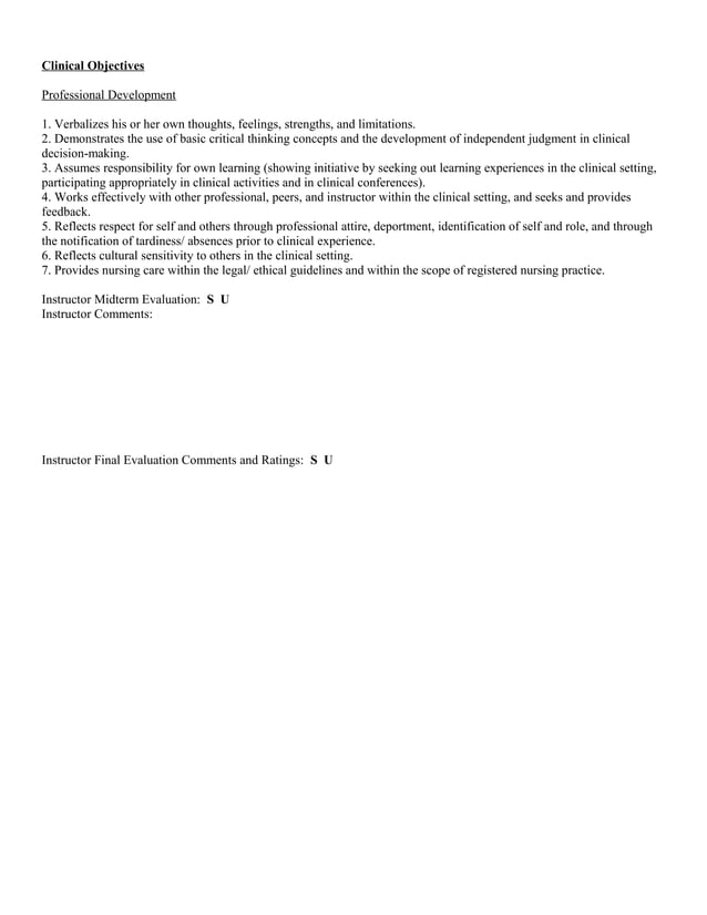 Pass fail clinical performance evaluation tool | DOC | Healthcare ...