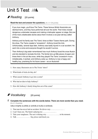 4ESO UNIT 5 - TEST 3 | DOC