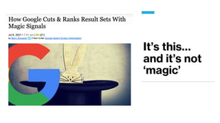 It’s this…
and it’s not
‘magic’
 