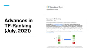 Advances in
TF-Ranking
(July, 2021)
 