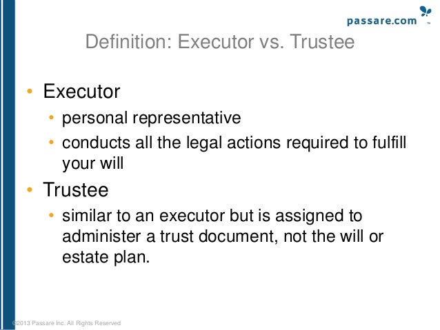 What is a personal representative of an estate vs. the executor?