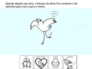 Quando alguém nos ama, o Pássaro da Alma fica contente e dá
saltinhos para trás e para a frente.
 