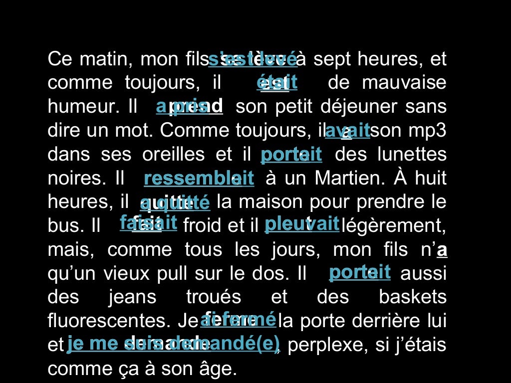 Raconter Au Pass L alternance Entre Le PASS COMPOS Et L IMPARFAIT
